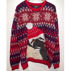 Cozy Red and Blue Sloth Sweater